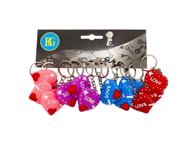 PORTE-CLE COEUR FLECHE 4CM 4C. ASS (12)