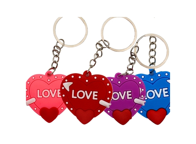 PORTE-CLE COEUR FLECHE 4CM 4C. ASS (12)