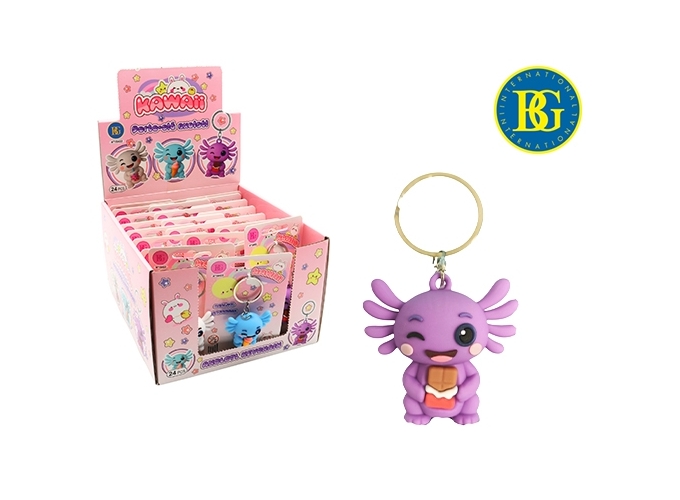 PORTE-CLE KAWAI AXOLOTL 4.5CM 3 COUL. ASS. (24)
