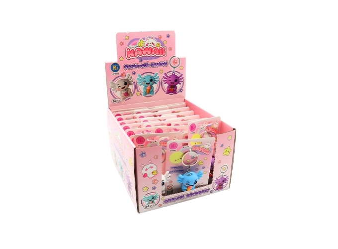 PORTE-CLE KAWAI AXOLOTL 4.5CM 3 COUL. ASS. (24)