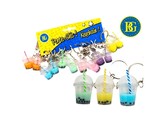 PORTE-CLES BUBBLE CUP 5CM 6 COULEURS ASS (12)