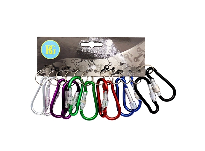 PORTE-CLES MOUSQUETON METAL 6.5CM 6 CLRS ASS(12)