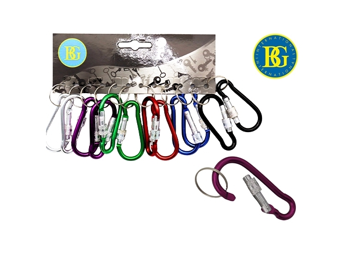 PORTE-CLES MOUSQUETON METAL 6.5CM 6 CLRS ASS(12)
