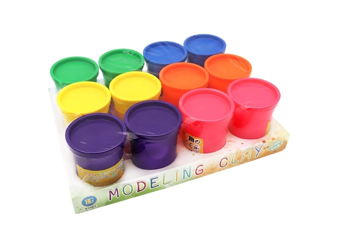 POT PATE A MODELER 100gr 6 COULEURS ASS (BTE.12)