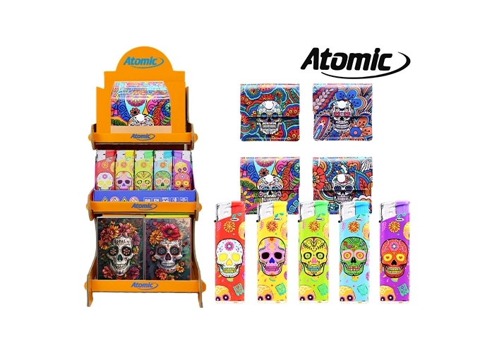 PRES. ATOMIC   50 BRIQUETS  12 ETUIS  48 CENDRIERS