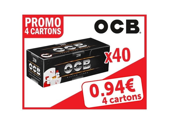 PROMO 4 CARTONS DE 40 BTES DE 250 TUBES OCB (1)