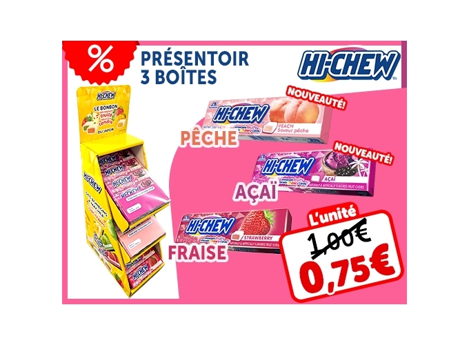 PROMOTION   PRES. 3 BOITES HI CHEW NOUVEAUTES
