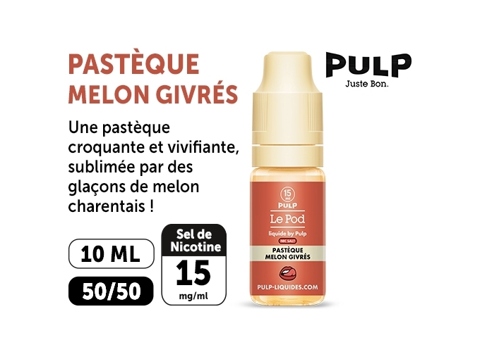 PULP LE POD PASTEQUE MELON GIVRE 10 ML  15 MG ML
