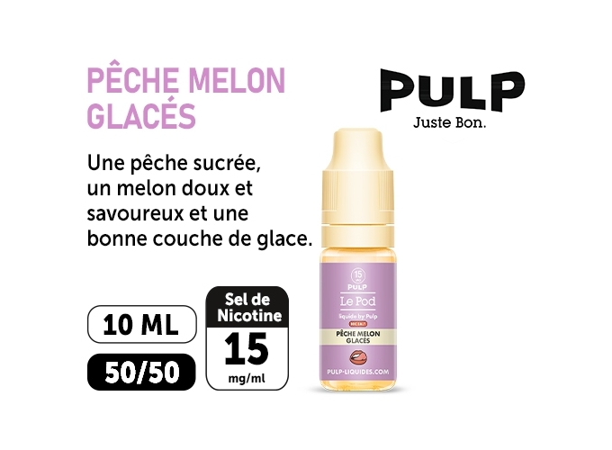 PULP LE POD  PECHE MELON GLACÉ  10 ML 15 MG ML
