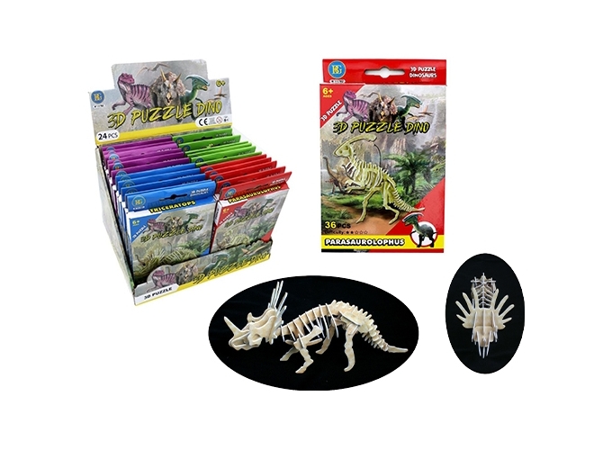 PUZZLE 3D DINOSAURE 20 29CM  ASS. 4 (BTE.24)