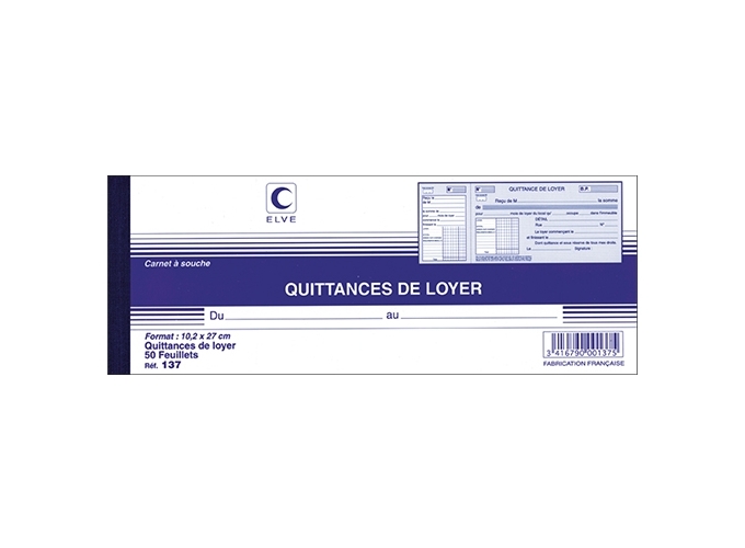 QUITTANCE LOYER CARNET 50F A SOUCHE (10)
