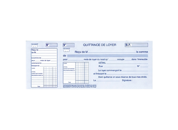 QUITTANCE LOYER CARNET 50F A SOUCHE (10)