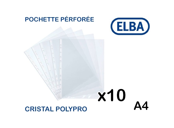 SACH. 10 POCH. PERF POLYPRO 9 100EME LISSE A4 (50)