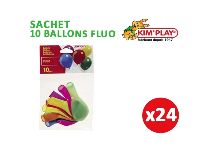 SACHET 10 BALLONS RONDS FLUO ASS. (24)