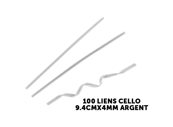 SACHET 100 LIENS CELLO 9.5CMx4MM ARGENT