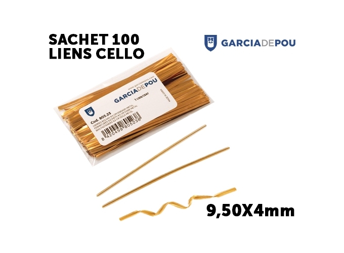 SACHET 100 LIENS CELLO 9.5CMx4MM KRAFT