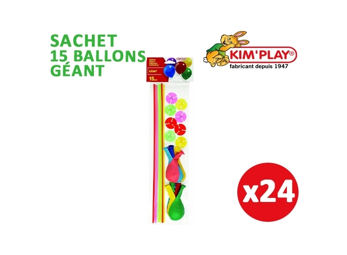 SACHET 15 BALLONS GEANTS ASS. (24)
