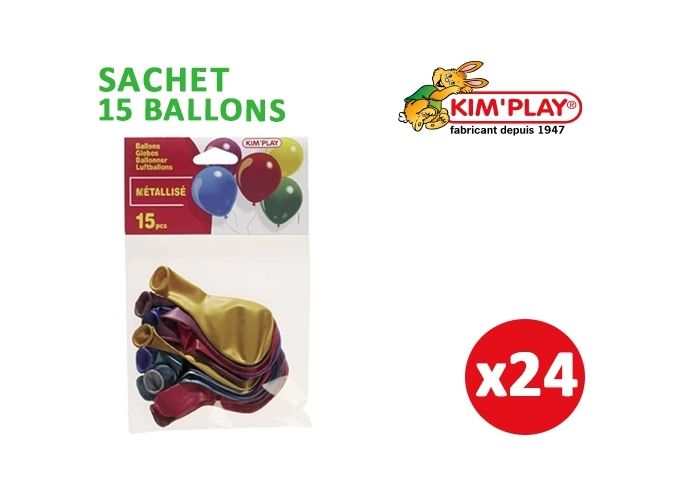 SACHET 15 BALLONS METALLISES ASS. (24)