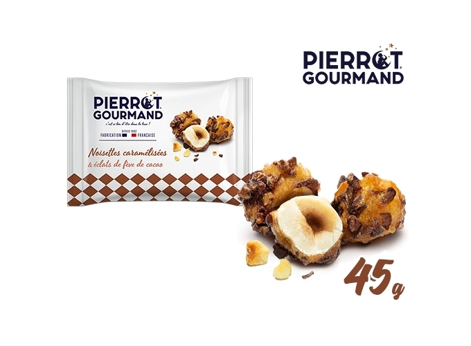 SACHET 45GR NOISETTE CARAMEL ECLATS CACAO (12)