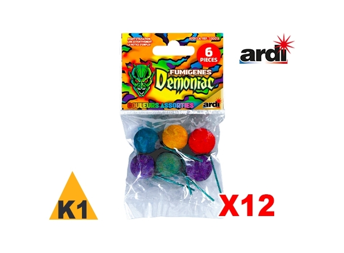 SACHET 6 FUMIGENES K1 3 COUL. ASS. (BTE.12)