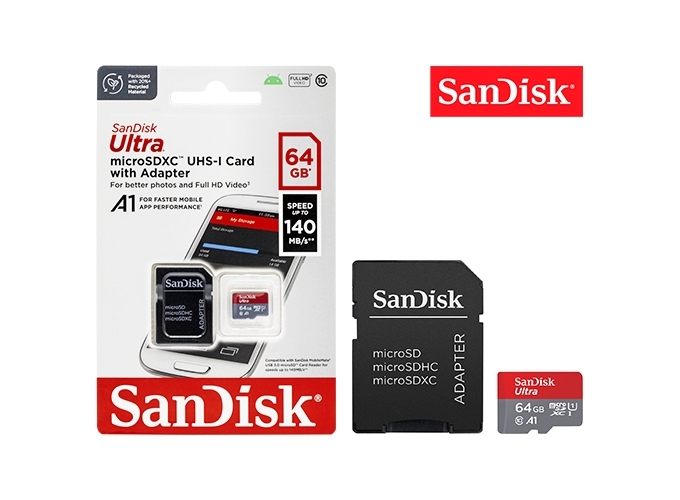SANDISK Micro SD Ultra 64Go classe 10 avec adapt