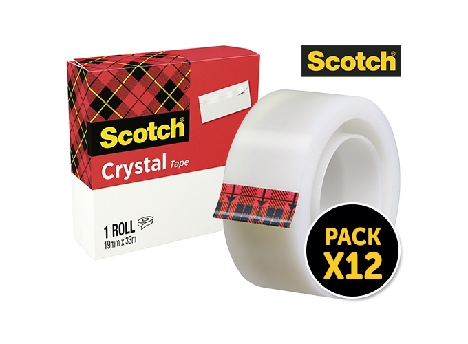 SCOTCH RLX  ADHESIF CRYSTAL 19MMX33M (12)