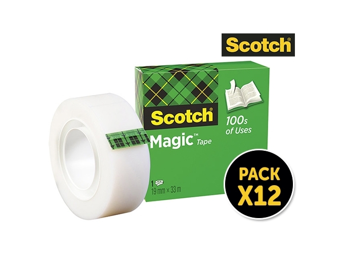 SCOTCH ROULEAU ADHESIF MAGIC 19MMX33M (12)