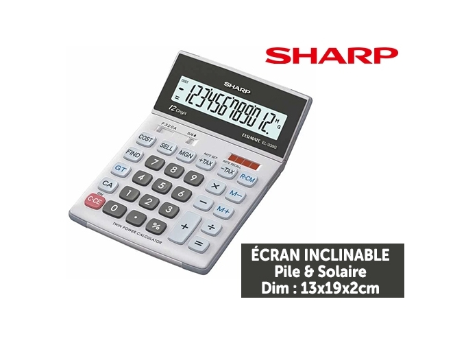 SHARP EL-340W 12 CHIFF. BUREAU  BI-ALIM. (1)