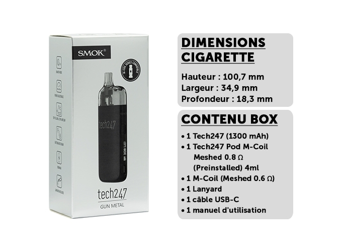 SMOKE TECH 247 GUNMETAL 1800 mha