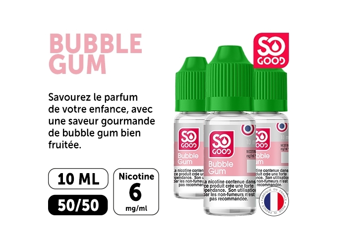 SO GOOD BUBBLE GUM 10 ML 06 MG ML (boite de3)