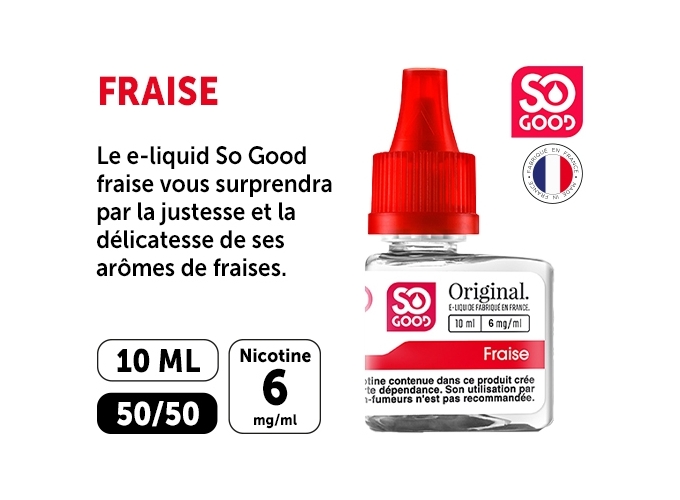 SO GOOD PREMIUM 10ml 'FRAISE' NICOTINE 06mg (1)