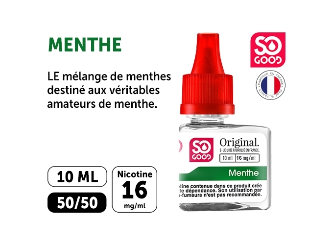 SO GOOD PREMIUM 10ml 'MENTHE' NICOTINE 16mg (1)