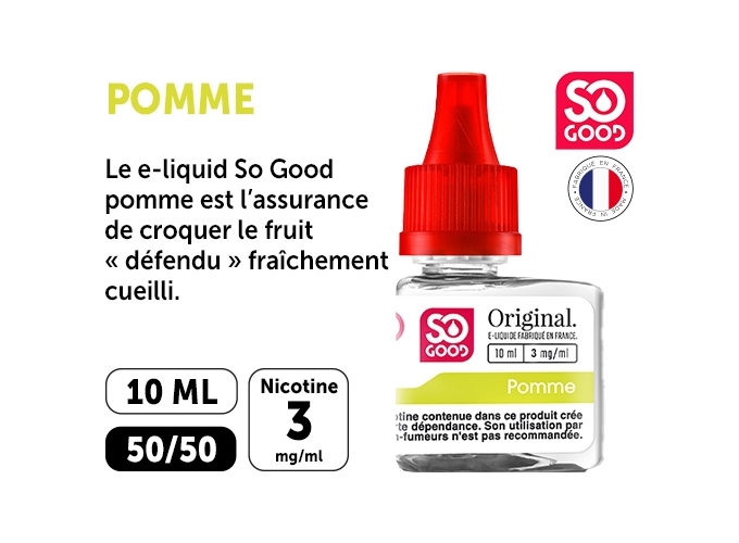 SO GOOD PREMIUM 10ml 'POMME' NICOTINE 03mg (1)