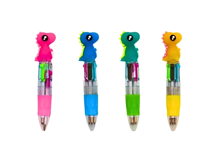 STYLO BILLE 4 COULEURS DINOSAURE 10CM (36)