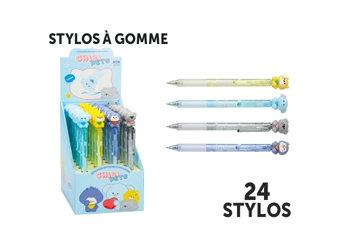 STYLO EFFACABLE PAR GOMME CHIBI PETS (PR. 24)