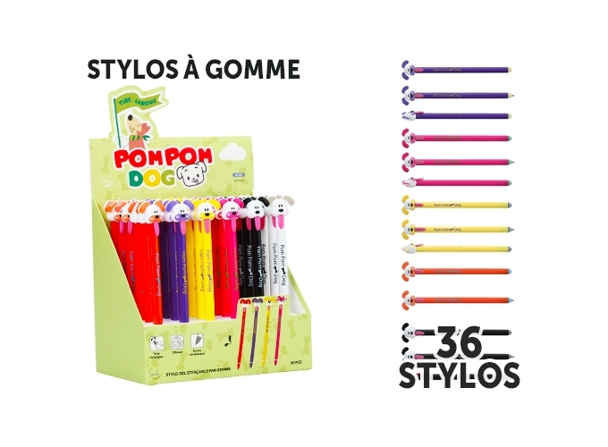 STYLO EFFACABLE PAR GOMME CUTE DOGS (PR. 36)