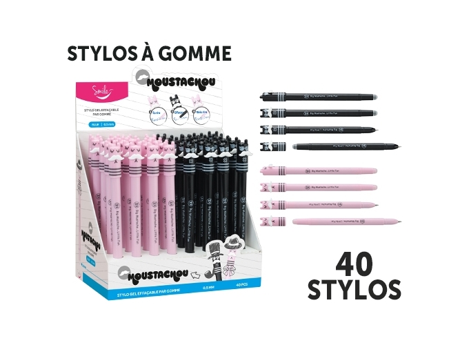 STYLO EFFACABLE PAR GOMME MOUSTACHOU  (PR. 40)