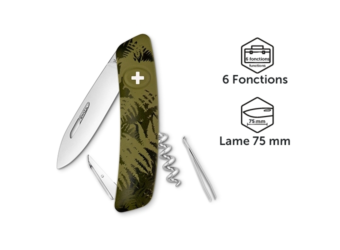 SWIZA COUTEAU SUISSE ZC01 VERT FOUGERE 6 FONCT.
