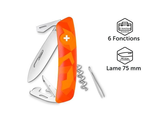SWIZA COUTEAU SUISSE ZC03 ORANGE CAMOUF 11 FONCT.
