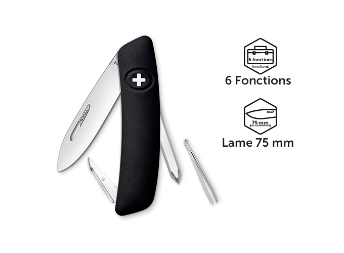 SWIZA COUTEAU SUISSE ZD02 NOIR 6 FONCTIONS