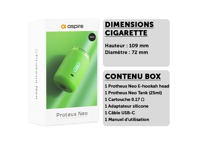 TANK POUR ASPIRE PROTHEUS NEO HOOKA NOIRE