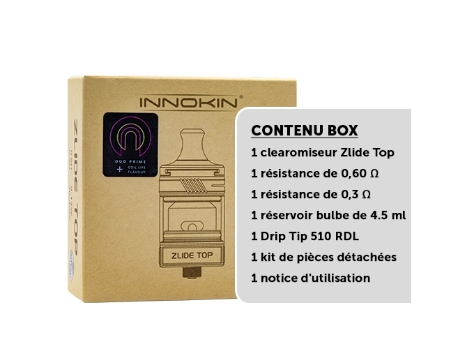 TANK ZLIDE TOP POUR COOLFIRE Z60 INNOKIN STEEL 3ml