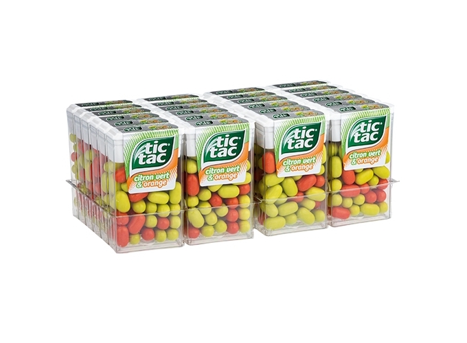 TIC TAC ETUI 18g DUO CITRON VERT   ORANGE (24)