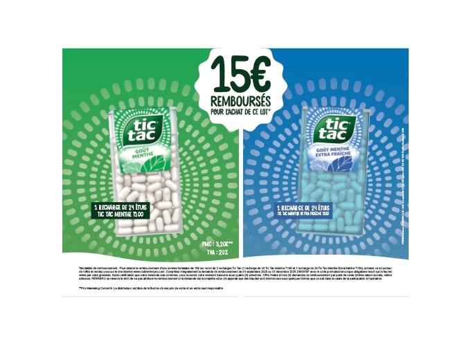 TIC TAC T100 2 RECHARGES AOUT-SEPT 2025