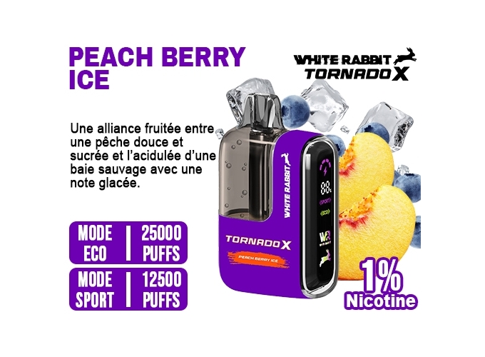 TORNADO X 25K  PEACH BERRY ICE 10ml 1% (5)