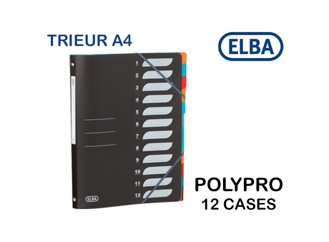 TRIEUR  A4 POLYPRO 12 CASES NOIR (1)