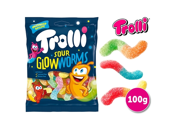 TROLLI SACH. 100g SOUR GLOWWORMS (12)