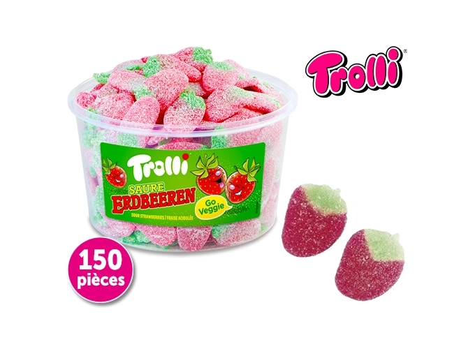 TROLLI TUBO  150 pcs  FRAISE ACIDULE  8.7 9g (1)