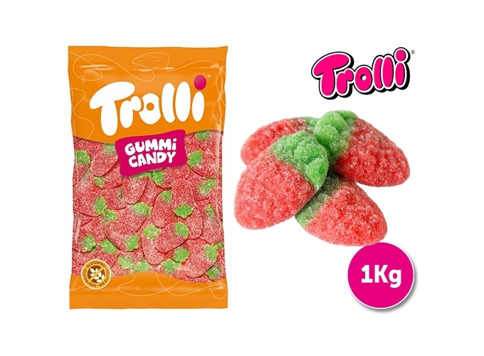 TROLLI VRAC 1.0Kg FRAISES ACIDULEES 8g (1)