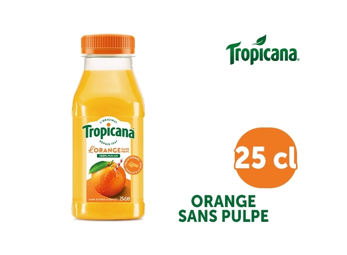 TROPICANA 25CL ORANGE SANS PULPES (12)